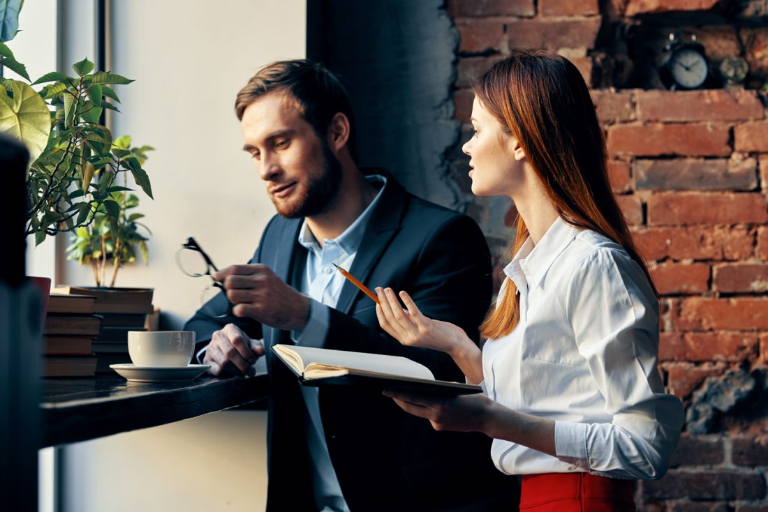 Work Colleagues In A Restaurant Rest Breakfast Communication Technology